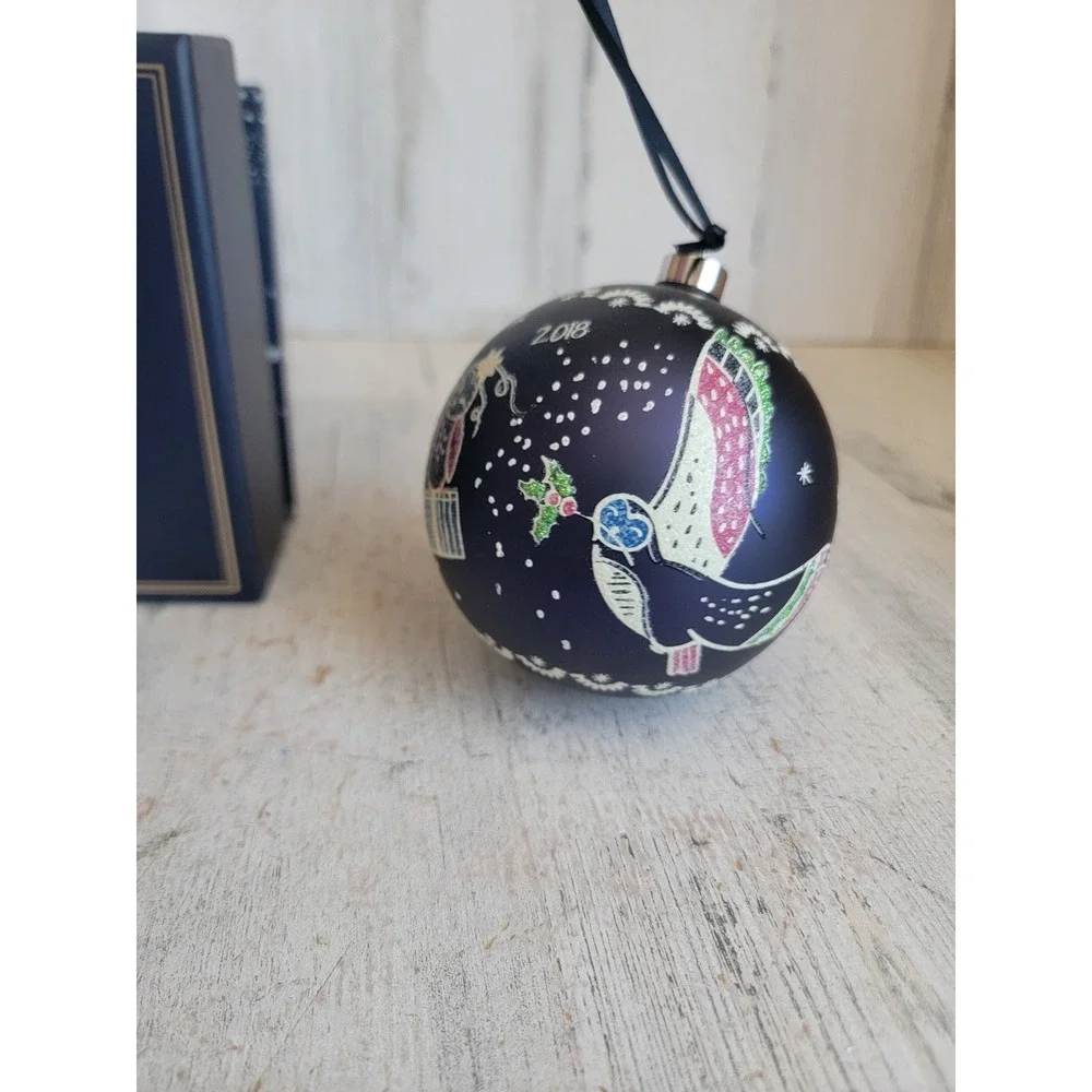 Vera Bradley night sky owl ball glass bird Xmas ornament glitter unique